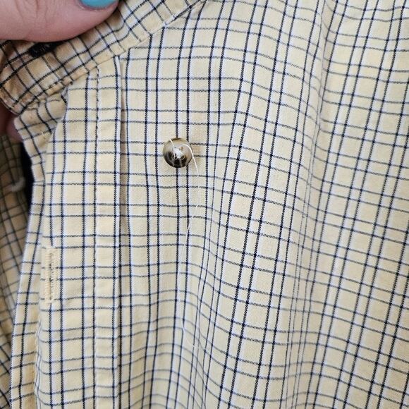 Wrangler Shirt Button Down Light Yellow Plaid Short Sleeve Wrinkle Resist Casual - Picture 4 of 11